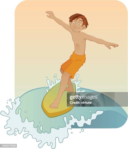 surfing boy - young man surf stock illustrations