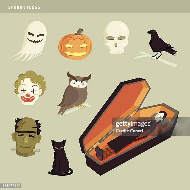 spooky icons - coffin illustration stock illustrations