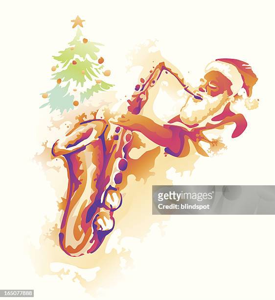 musical santa - jazz music stock illustrations
