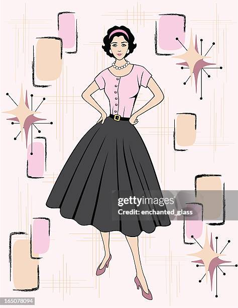 retro 1950's fashion - 1950s woman stock illustrations