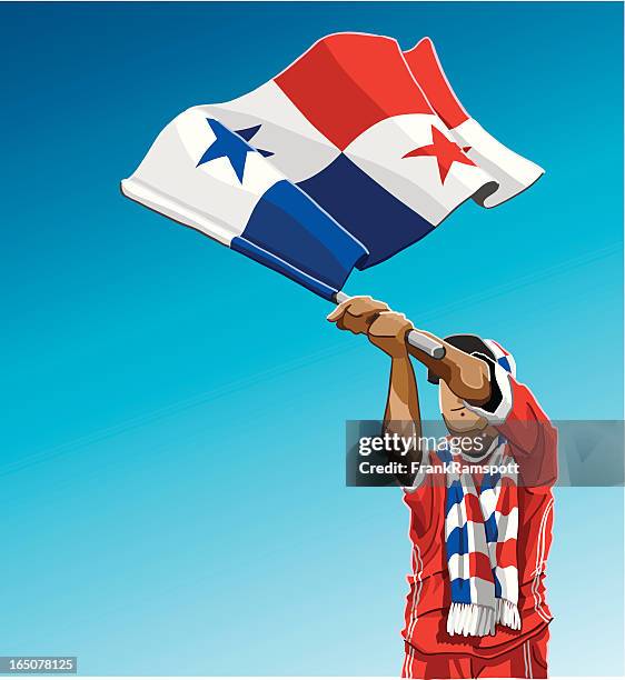 panamania waving flag soccer fan - panama stock illustrations