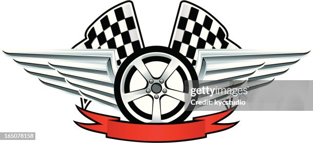 Wing Logo Racing Racing Emblem Wheel And Wings High-Res Vector Graphic - Getty Images