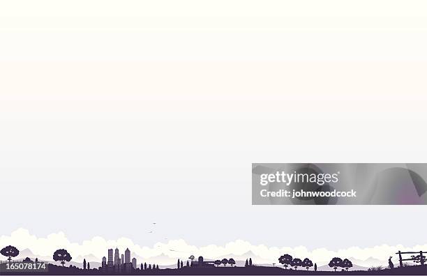 panoramic landscape - urban skyline silhouette stock illustrations