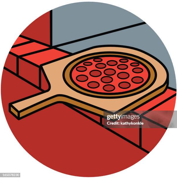 pizza paddle - pepperoni stock illustrations