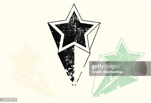 aged and weathered shooting star collection - star trail stock illustrations