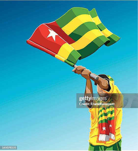 togo waving flag soccer fan - african soccer fans stock illustrations