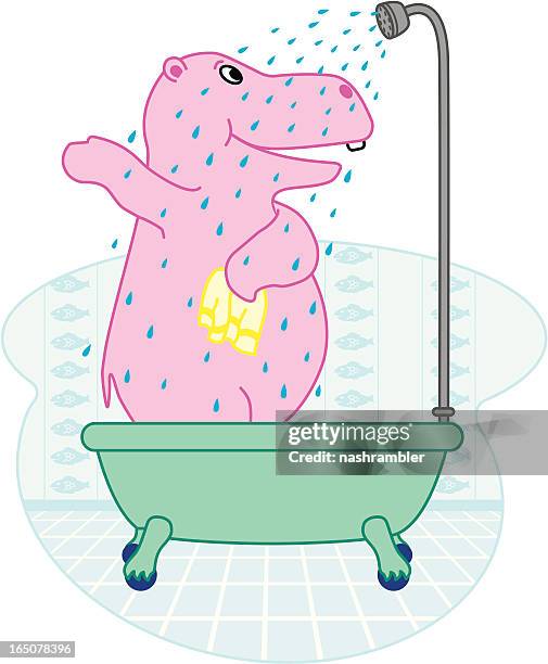 duschen hippo - singen dusche stock-grafiken, -clipart, -cartoons und -symbole