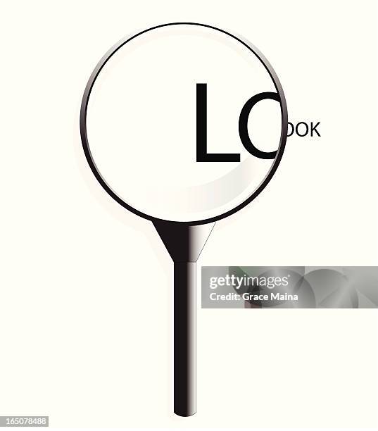 magnifying glass - vector - looking through an object stock illustrations