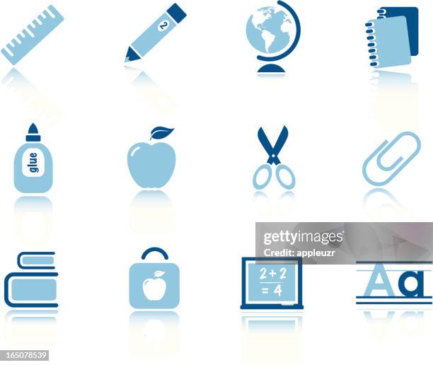 cool school icons - packed lunch stock illustrations