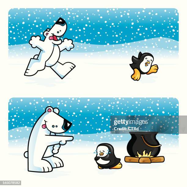 gotta have penguin - catching snow stock illustrations