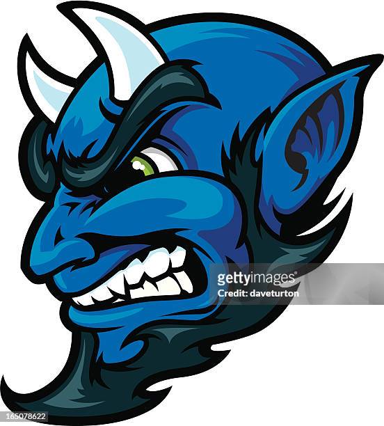 blue devil head - devil stock illustrations