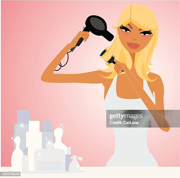 hair care - blow drying stock illustrations
