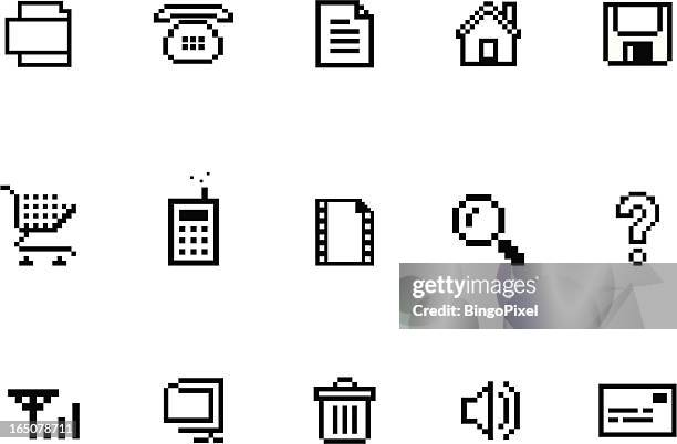ilustrações, clipart, desenhos animados e ícones de pixel site & internet conjunto de ícones - pixels