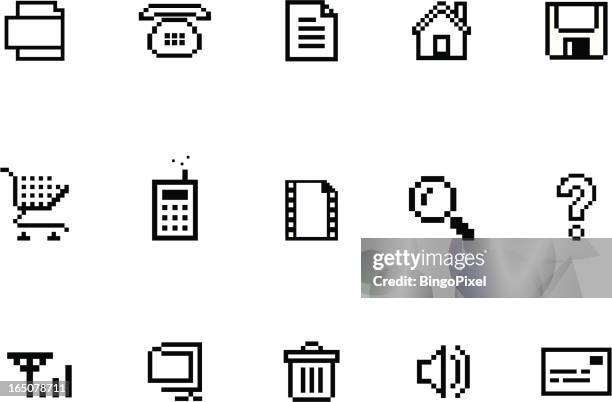 pixel  website & internet icon set - mine craft stock illustrations