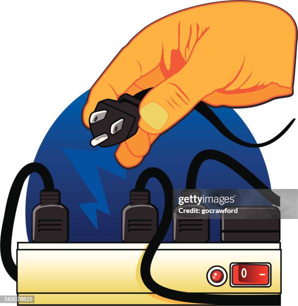anschluss in mehrfachsteckdose - steckerleiste stock-grafiken, -clipart, -cartoons und -symbole