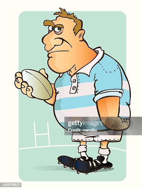 ilustraciones, imágenes clip art, dibujos animados e iconos de stock de jugador de rugby en un campo de rugby - rugby shirt