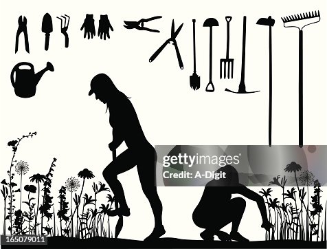 Yard Work Vector Silhouette Yard Work Vector Silhouette