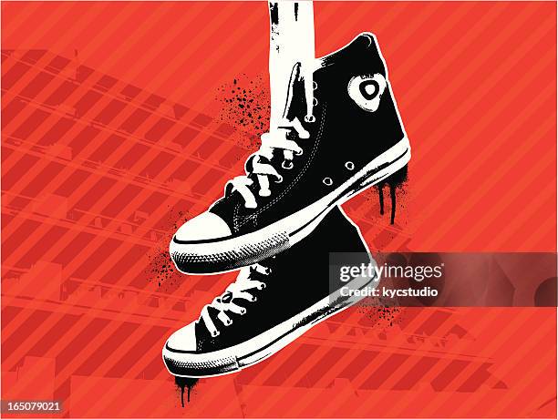 ilustraciones, imágenes clip art, dibujos animados e iconos de stock de urban pie - basketball shoe