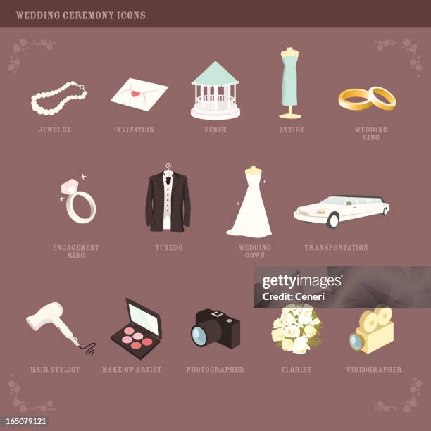 stockillustraties, clipart, cartoons en iconen met wedding planning icons (1) - wedding planning