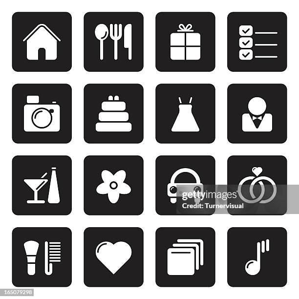 wedding icons | black - church black and white clipart stock illustrations