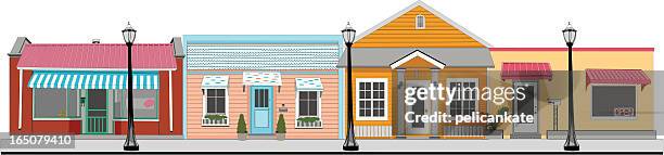 small town stores - awning stock illustrations