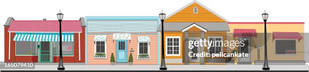 small town stores - small town america stock illustrations
