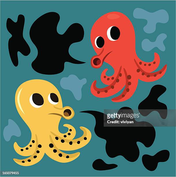 cartoon octopus message bubble - octopus ink stock illustrations