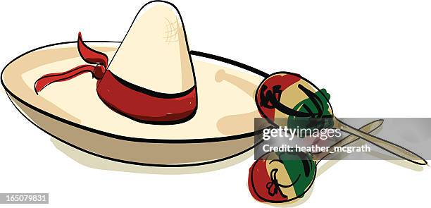 sombrero und maracas - latin america stock-grafiken, -clipart, -cartoons und -symbole