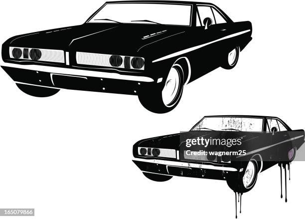 noir car xxi - 1970s charger stock illustrations