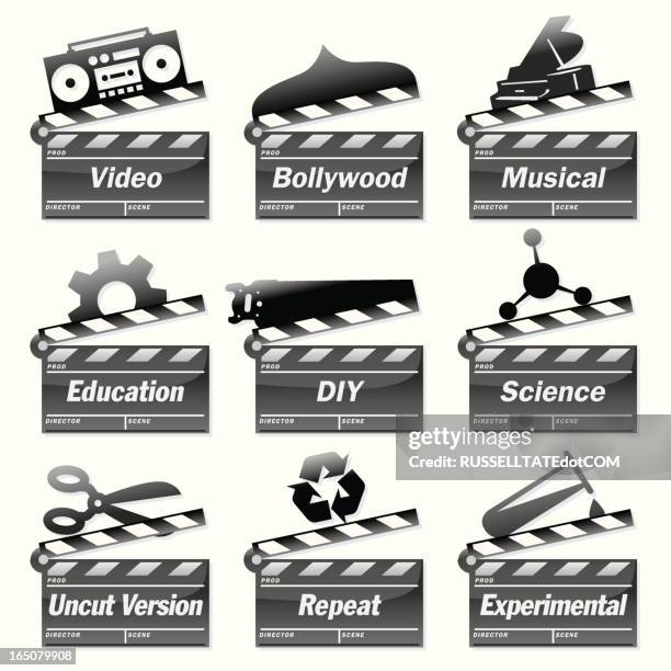 clapperboard tv - director cut stock illustrations