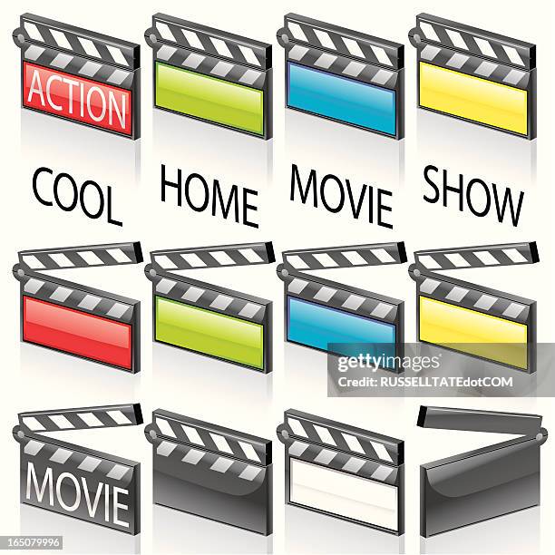 action! cool home movie show - director cut stock illustrations