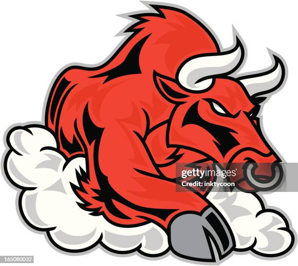 bull charging - beef cattle stock illustrations