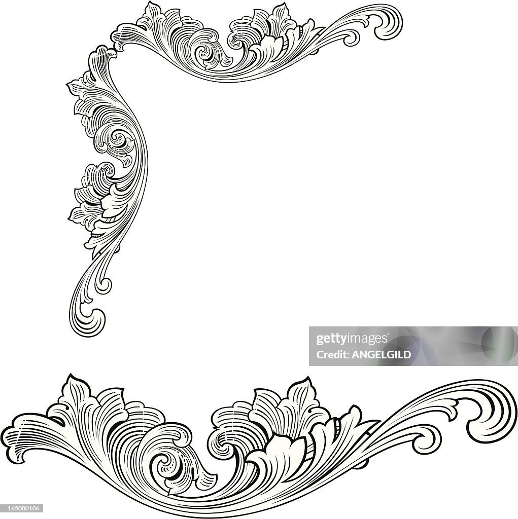 Scrollly Design Fancy Corner Scroll Design Victorian Filigree Vector Art Icons
