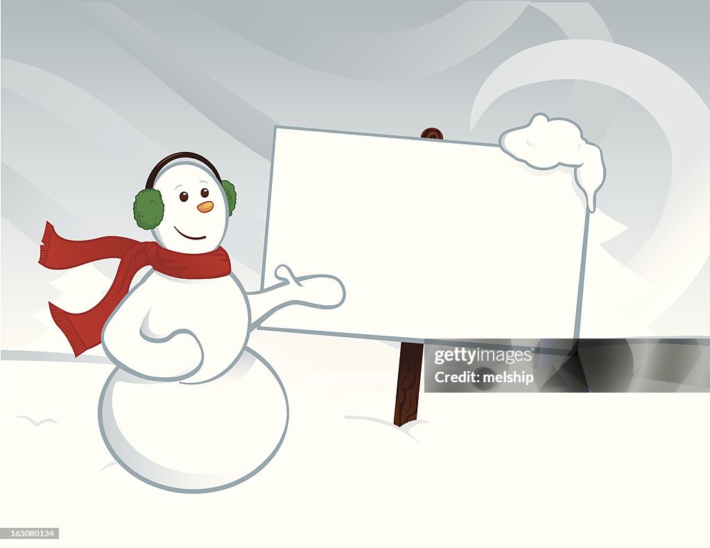 Snowman with Sign