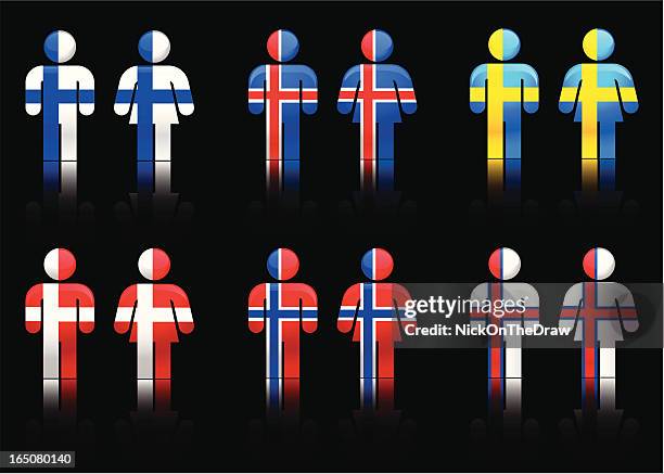 scandinavian flag people - icelandic woman stock illustrations