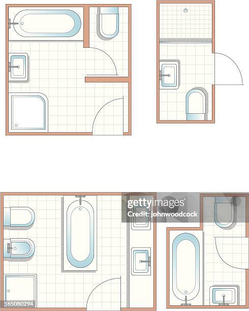 bathroom plans - bathroom tile stock illustrations