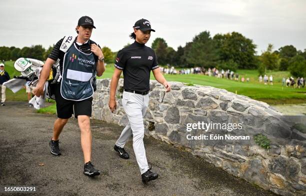 Kildare , Ireland - 7 September 2023; Min Woo Lee of Australia walks to the seventh green during day one of the Horizon Irish Open Golf Championship...