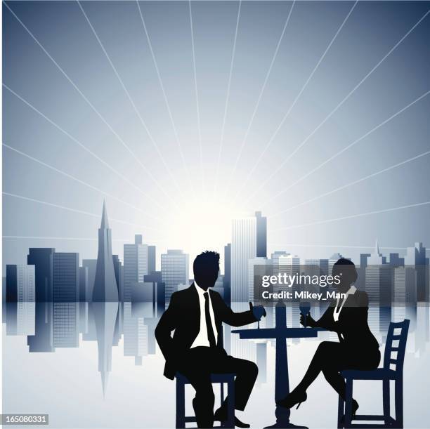 dinner by the city - san francisco restaurant stock illustrations