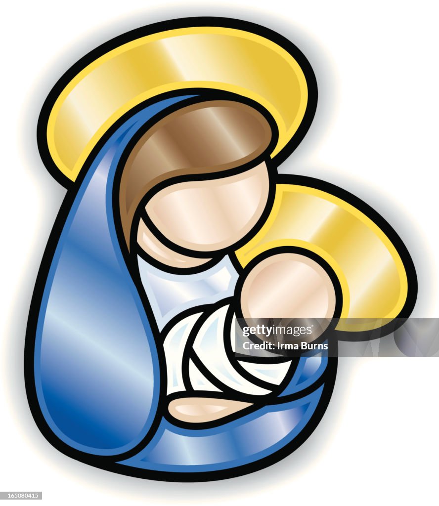 Vitral bebê Jesus e Maria