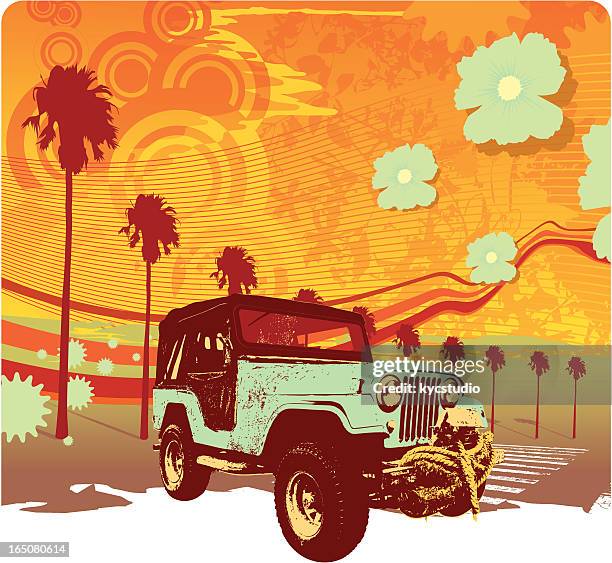 stockillustraties, clipart, cartoons en iconen met summer all terrain - 4x4