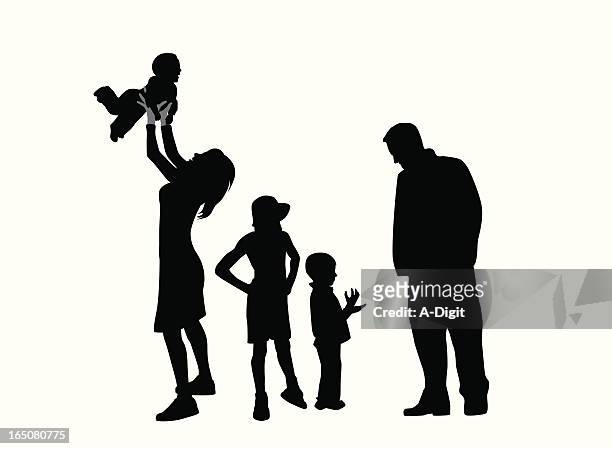 family time vector silhouette - toddler stock illustrations