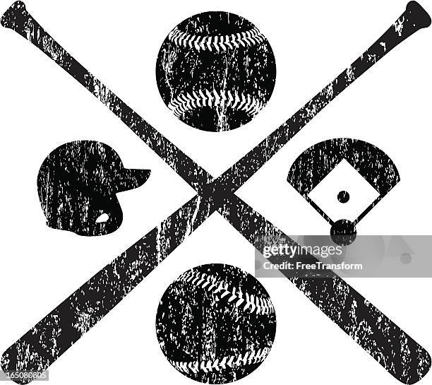 grunge baseball elements - baseball bats stock illustrations