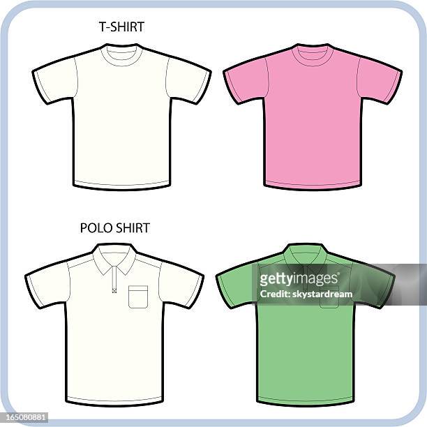t-shirt und polo-shirt - polo shirt stock-grafiken, -clipart, -cartoons und -symbole
