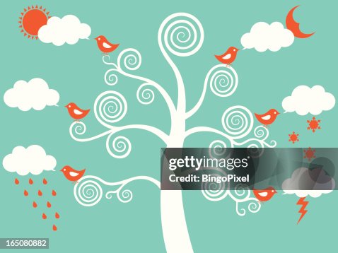 Weather Tree Vector Weather Birds Tree High-Res Vector Graphic - Getty Images