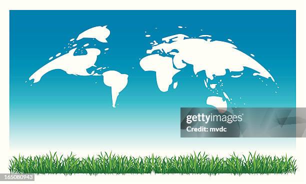 cloud world landscape - warm up exercise asian stock illustrations