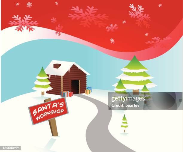 santa's workshop - santas workshop stock illustrations