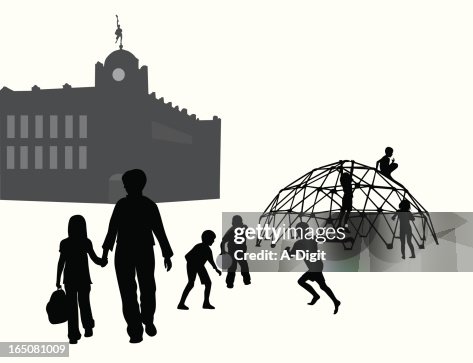 Schoolyard Vector Silhouette Schoolyard Vector Silhouette