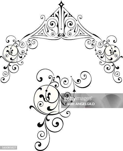 corner scroll and end piece - scroll bar clip art stock illustrations