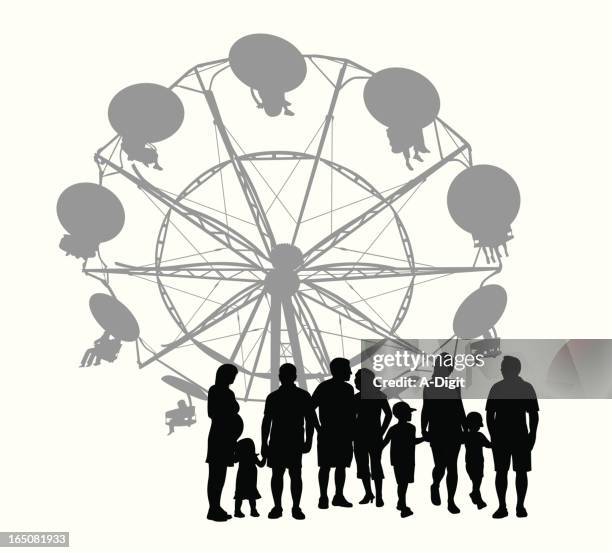 at the fair vector silhouette - funfair lights stock illustrations
