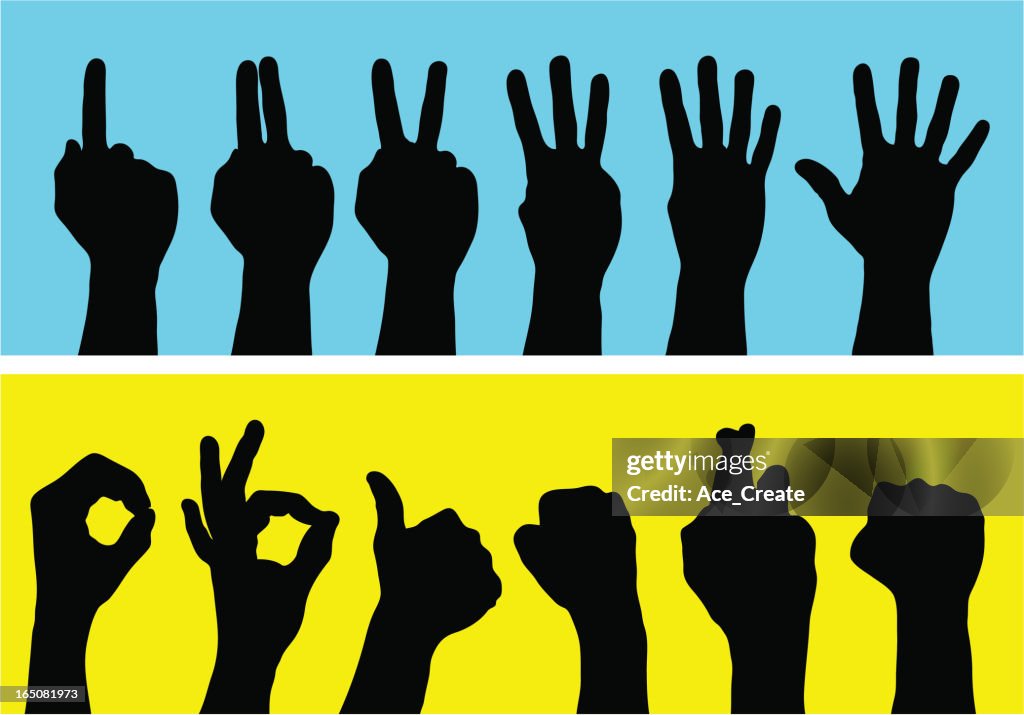 Would Sign Language Count Silhouette Hands Using Sign Language To Count High-Res Vector Graphic ...